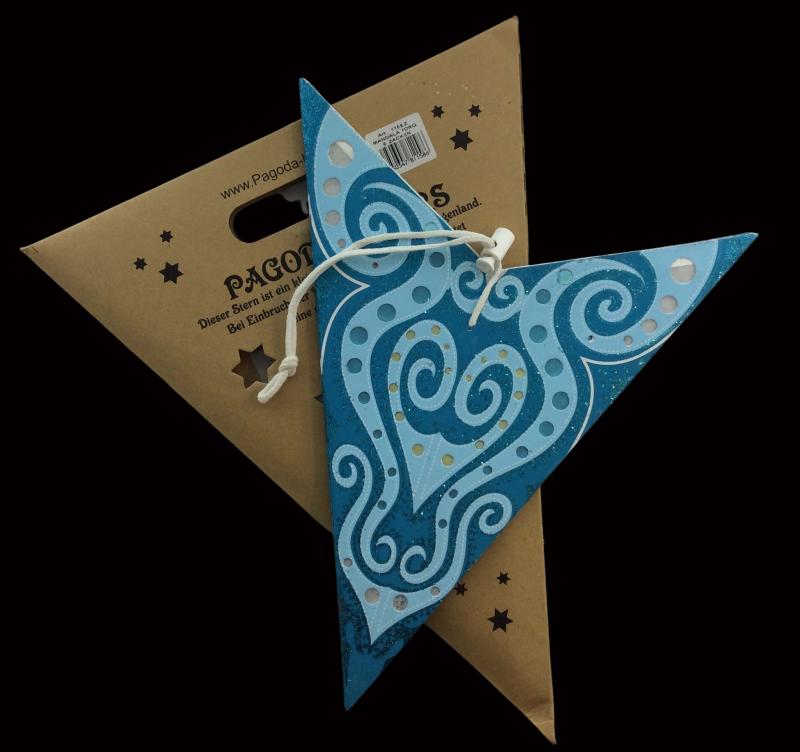 Mandala Glitter turqoise - Foldable glowing star, paper poinsettia with 5 points, 60 cm